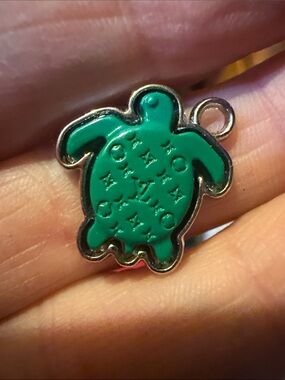 Green Turtle Upcycled Charm Pendant LV